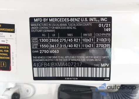 2021 Mercedes-Benz Gle 350 z USA, uszkodzony, nr VIN 4JGFB4JBXMA407217